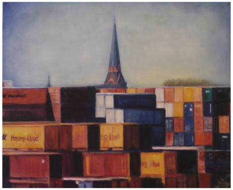 Container mit Kirchturm Altenwerder - Edda  Felmy - Array auf Array - Array - Array