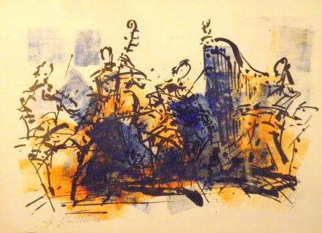 Kolorierte Lithographie zu G. F. Händel - Karl-Heinz Köhler - Array auf Array - Array - Kolorierte Lithographie zu G. F. Händel - Karl-Heinz Köhler - Array auf Array - Array -