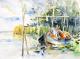 An der Reuse - Barbara Pommerenke - Aquarell auf Papier - ArbeitundBeruf-Menschen-FluÃ-See-Sommer - Klassisch An der Reuse - Barbara Pommerenke - Aquarell auf Papier - ArbeitundBeruf-Menschen-FluÃ-See-Sommer - Klassisch