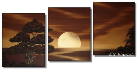 Gold Sundown VII - 3 Acrylgemälde 60x130cm - Klaudia Warwel - Array auf Array - Array - 
