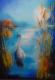 590. Kranich am Ufer - Hans Schott - Acryl auf Leinwand - See - 