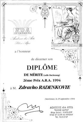 Diplom - Akademie des ARTES - Zdravko Radenkovic -  auf  -  - 